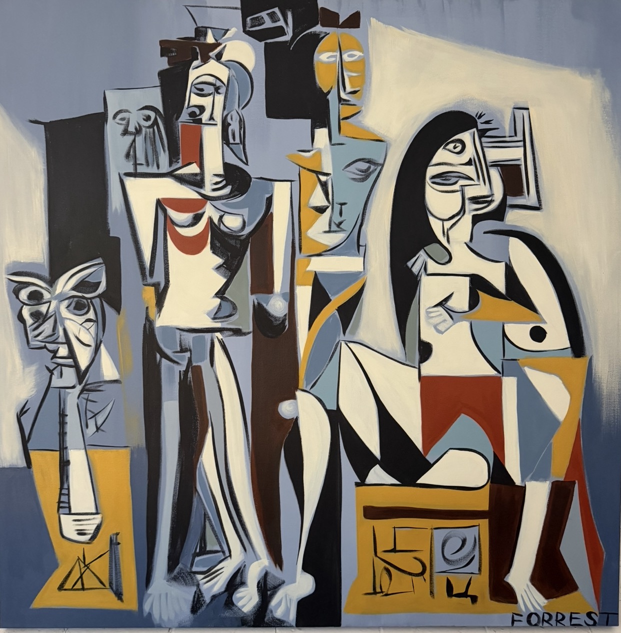 Thirsty Fish — cubist painting by Ashley Forrest